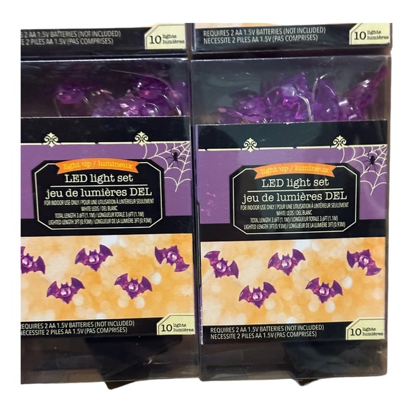 8 Pk Halloween Light Up LED Bats, Pumpkins, Ghosts, & Spiders String Lights NWT - Picture 6 of 8